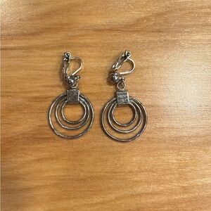 Silver Triple Hoop Clip On Earrings